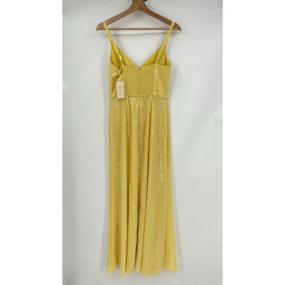 Hutch | NWT Mikayla Butter Yellow Sequin Maxi Dress w/ Side Slit 0 / XS - Picture 6 of 14